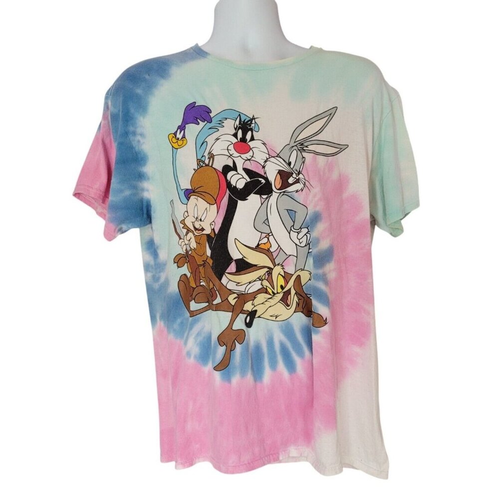 Looney Tunes Tune Squad Tie Dye Graphic‎ T-Shirt L Bugs Sylvester Wile E. Coyote